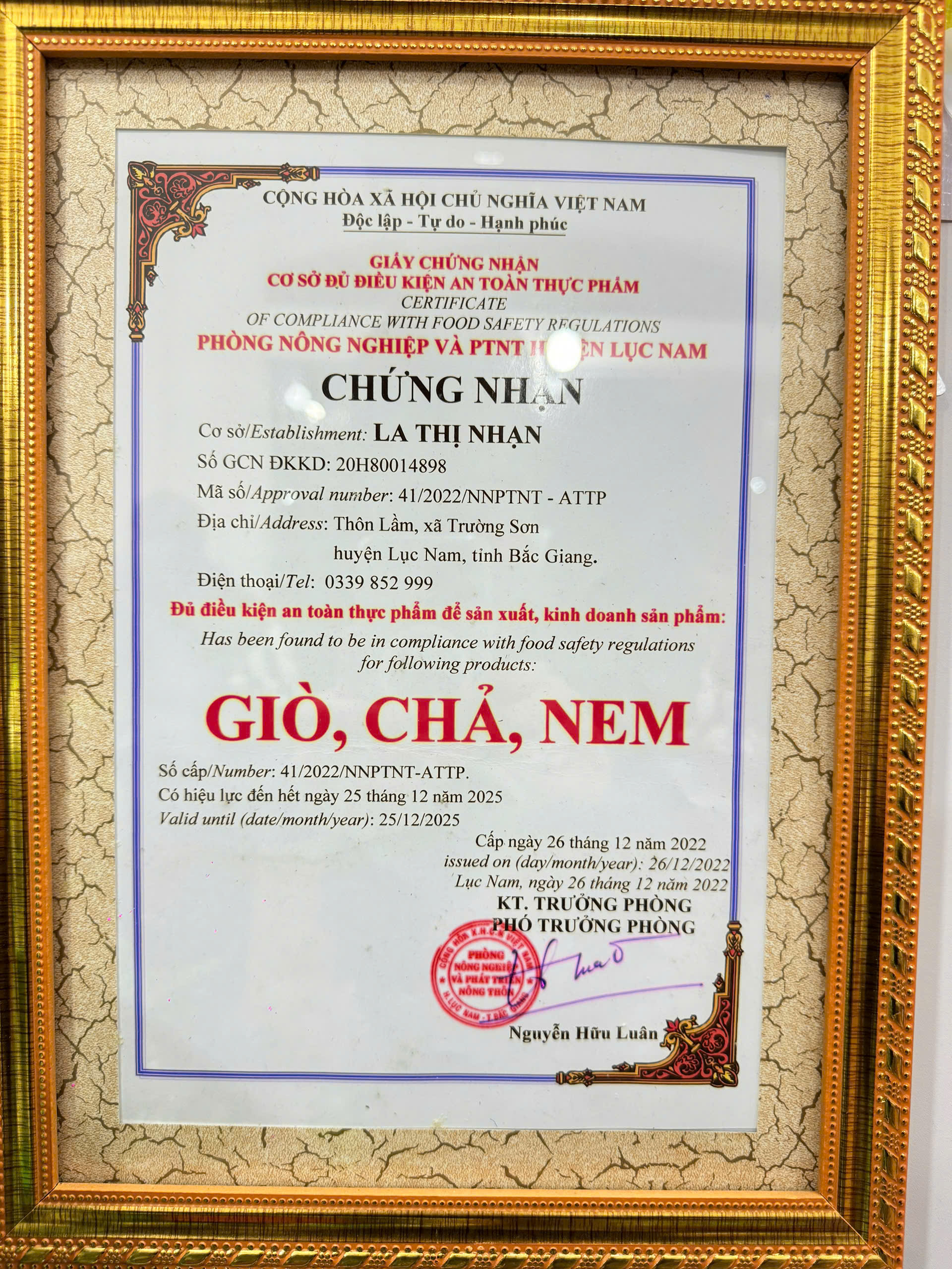 chung nhan an toan thuc pham